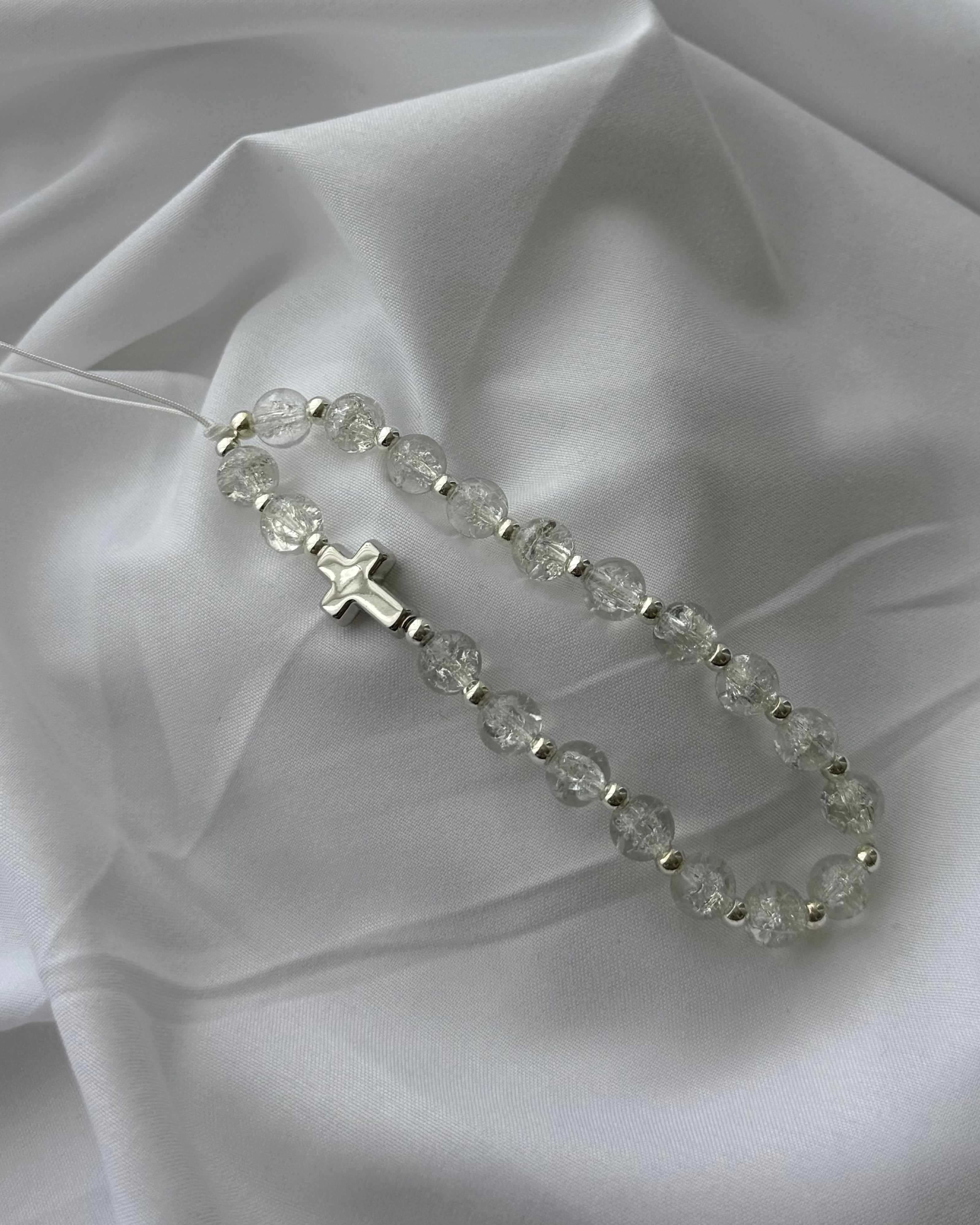 BIJOUX DE TÉLÉPHONE CRAQUELÉ BLANC / ARGENT