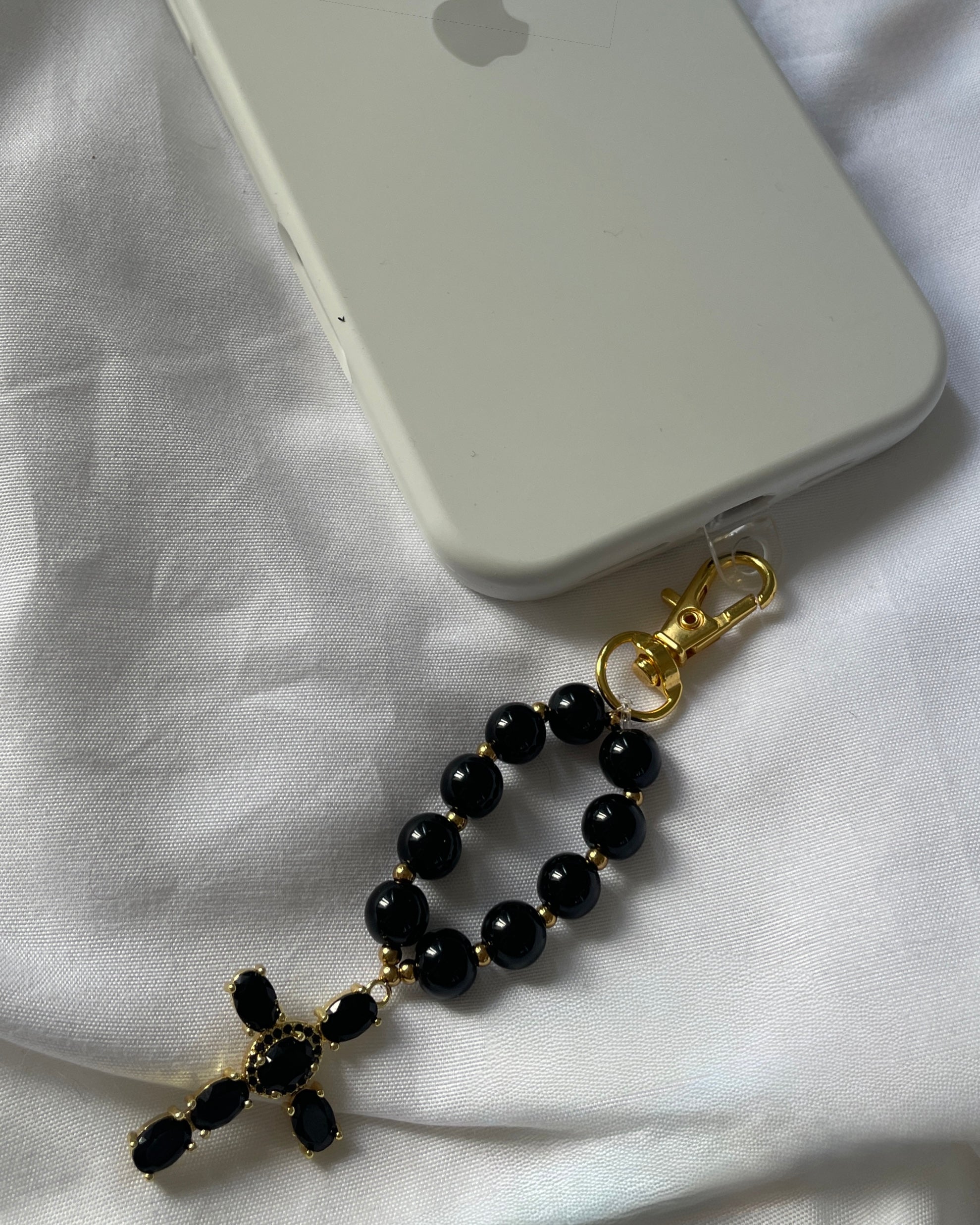 BIJOU DE TÉLÉPHONE ROND NOIR
