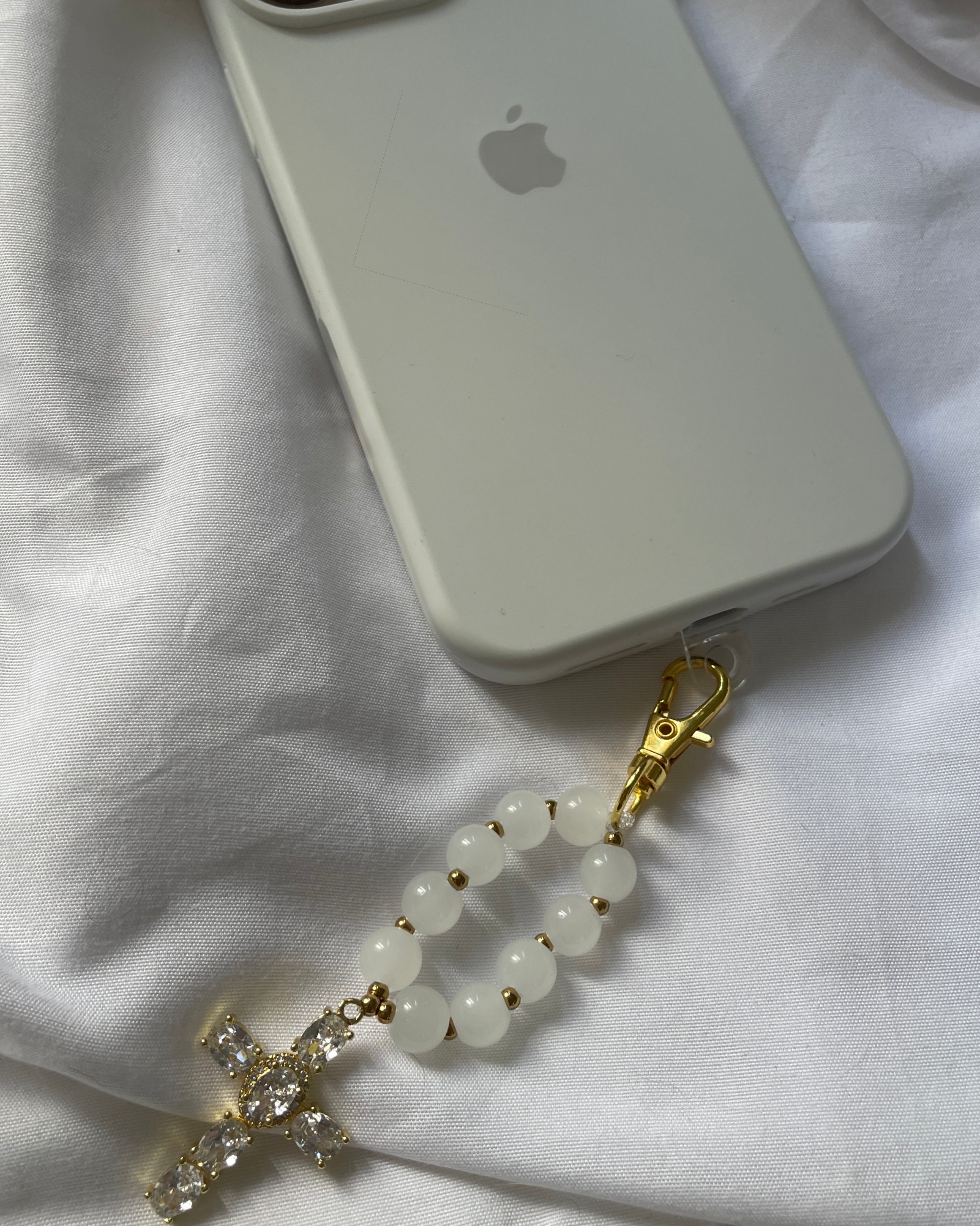 BIJOU DE TÉLÉPHONE ROND BLANC